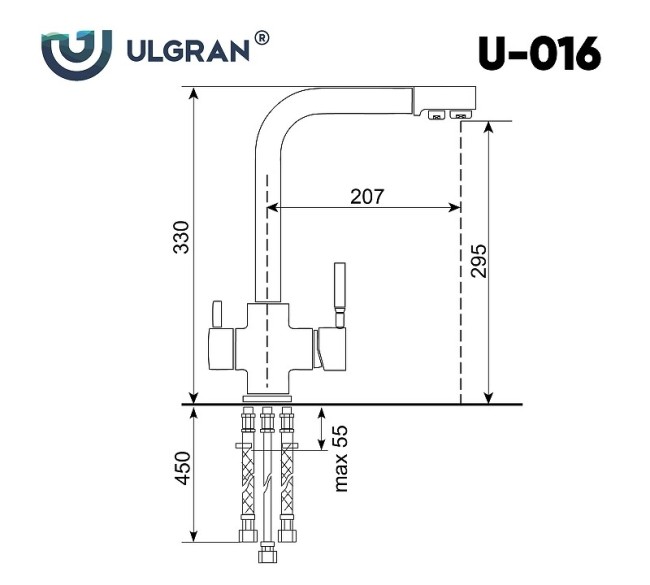 Смеситель для кухни Ulgran U-016 графитовый (U-016-342) Смеситель для кухни Ulgran U-016 графитовый (U-016-342)