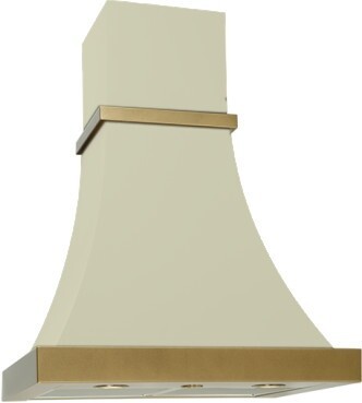 Каминная вытяжка Elikor Ар-Деко 60 слоновая кость муар/бронза