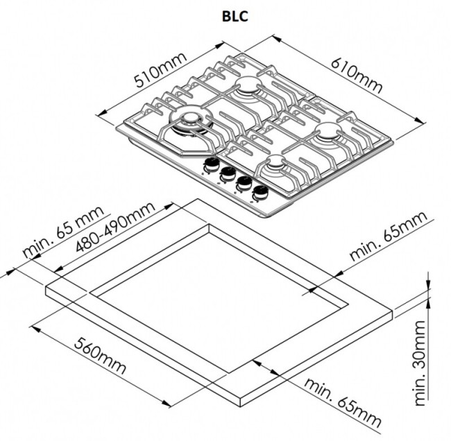 Встраиваемая газовая варочная панель ZorG BLC FDW white