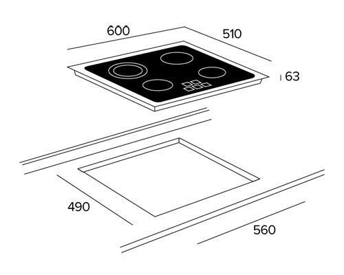 Встраиваемая электрическая варочная панель Thor TTF 641