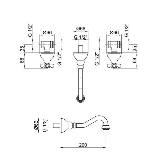 Встраиваемый смеситель для раковины Webert Ottocento OT750404065 Встраиваемый смеситель для раковины Webert Ottocento OT750404065