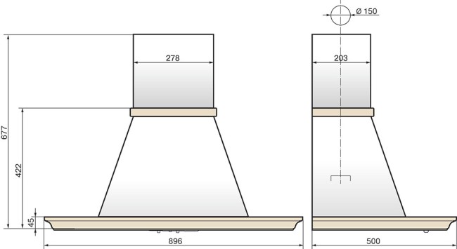 Каминная вытяжка Elikor Пирамида 90 бежевый/ясень/черный патина/серебристый