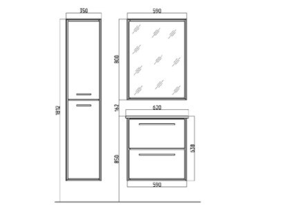Тумба под раковину Raval Frame 60 (Fra.01.60/P/W-DS)
