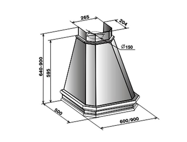 Каминная вытяжка Elikor Пергола 60 золотой антик/бук орех