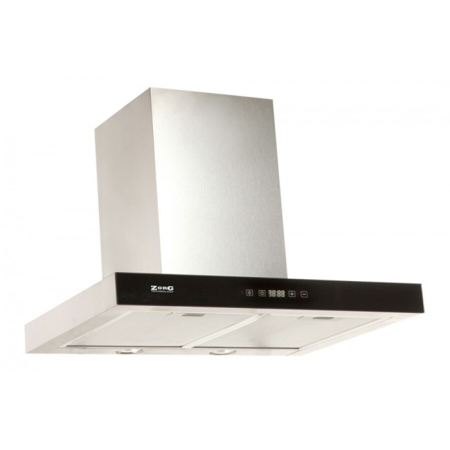 Каминная вытяжка ZorG Stels 750 60 S нержавейка/стекло черное