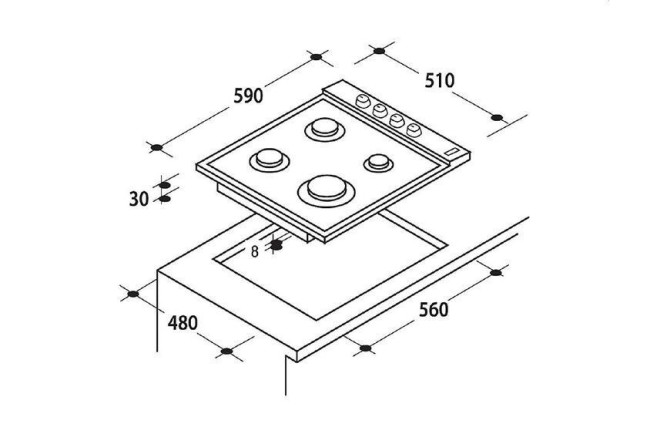 Встраиваемая газовая варочная панель Candy CLG 64 PN