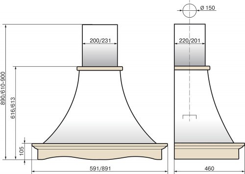 Каминная вытяжка Elikor Рококо 60 белый муар/дуб неокрашенный
