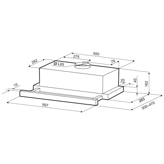 Встраиваемая вытяжка Krona Kamilla T 600 Inox (1 мотор)