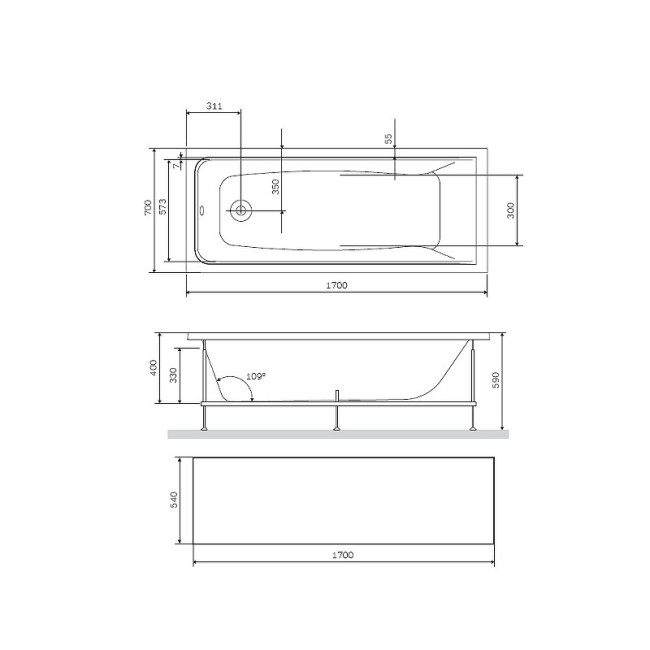 Панель фронтальная AM.PM Gem W93A-170-070W-P Панель фронтальная AM.PM Gem W93A-170-070W-P