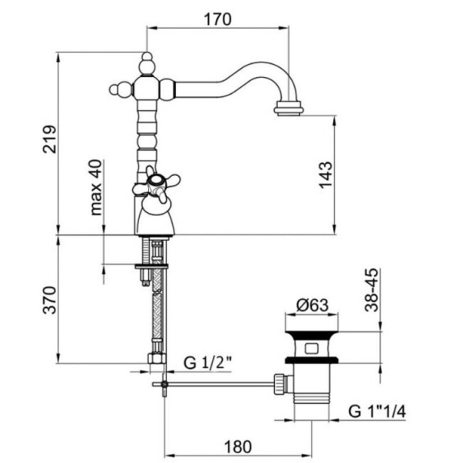 Смеситель для раковины Webert Ottocento OT700302015