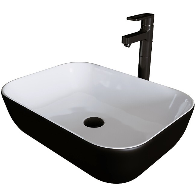 Раковина Grossman GR-4041BW (460*320*140) ЧЕРНАЯ БЕЛАЯ внутри