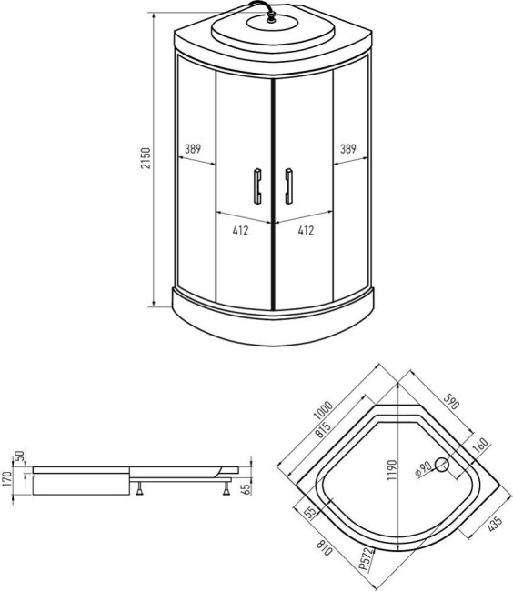 Душевая кабина Erlit ER3510P-C3-RUS (1000x1000x2150)