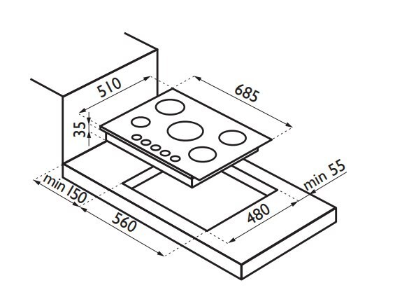 Встраиваемая газовая варочная панель Ardesia HBF 70V5 GT I