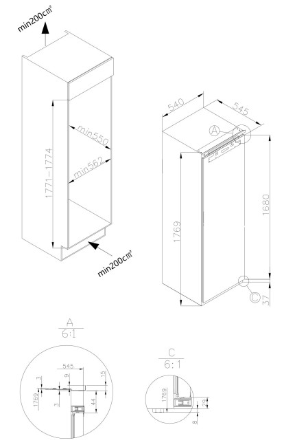 Встраиваемый холодильник Hiberg RFB-30 W