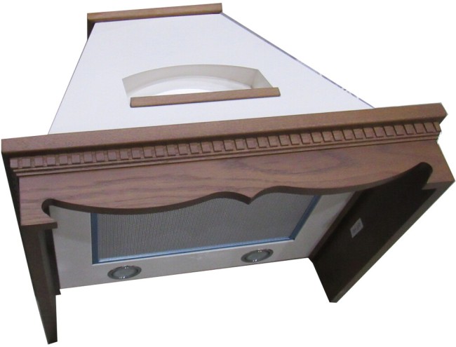 Каминная вытяжка Elikor Бельведер 90 бежевый/дуб коричневый