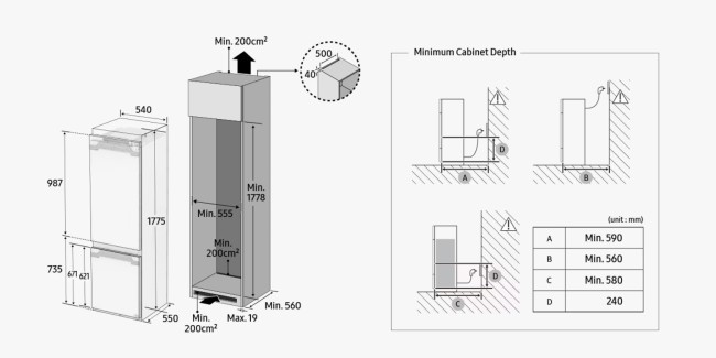 Встраиваемый холодильник Samsung BRB267034WW