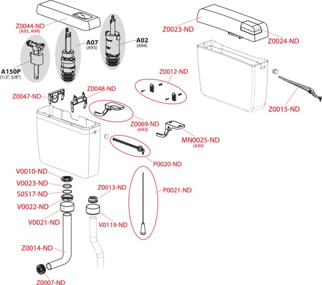Бачок для унитаза Alca Plast Alca Uni Dual A93-1/2