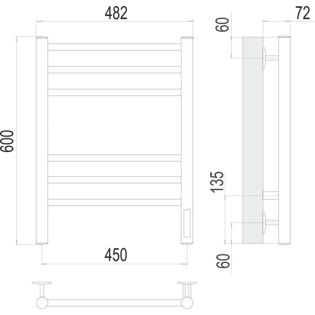 Электрический полотенцесушитель Terminus Аврора П6 450х600 КС черный матовый