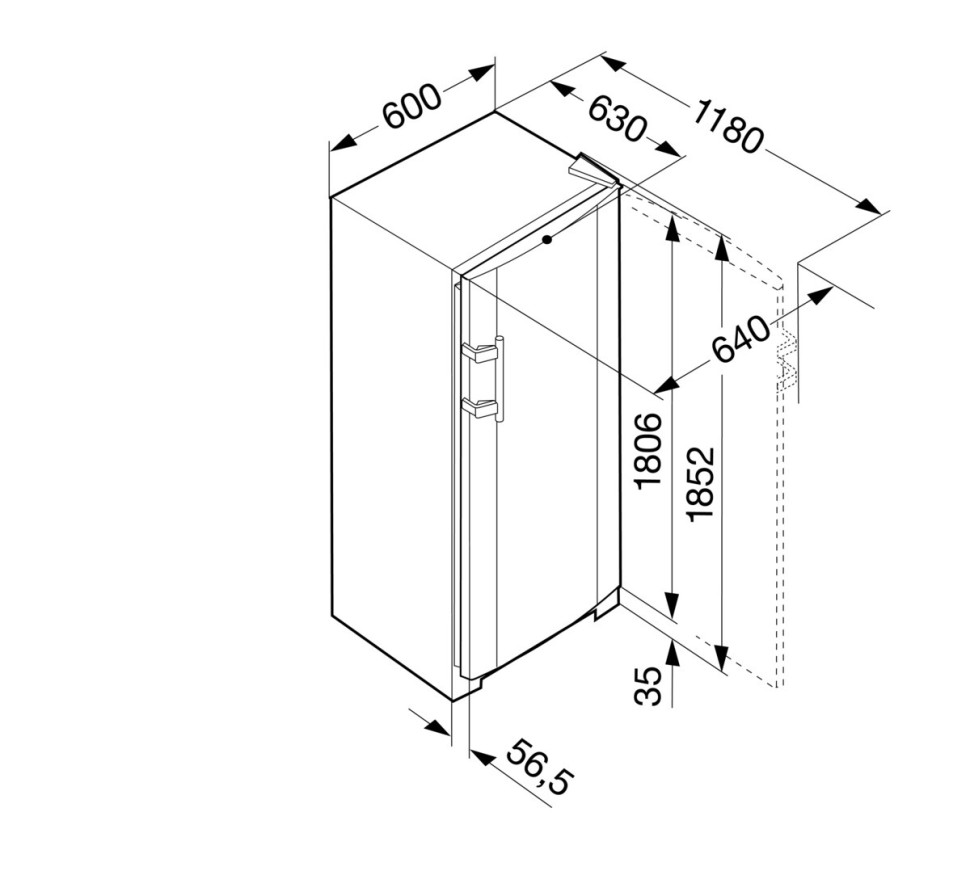 ширина встроенного холодильника вместе со шкафом стандарт