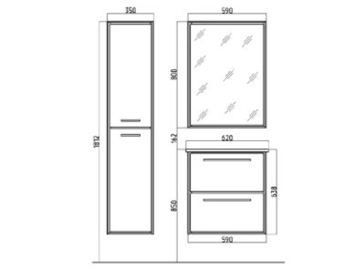 Тумба под раковину Raval Frame 60 (Fra.01.60/P/DT)