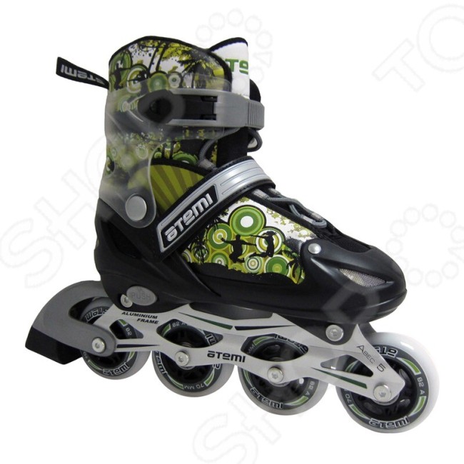 Роликовые коньки Atemi AJIS-12.04 Jungle Boy черный/зеленый (30-33)