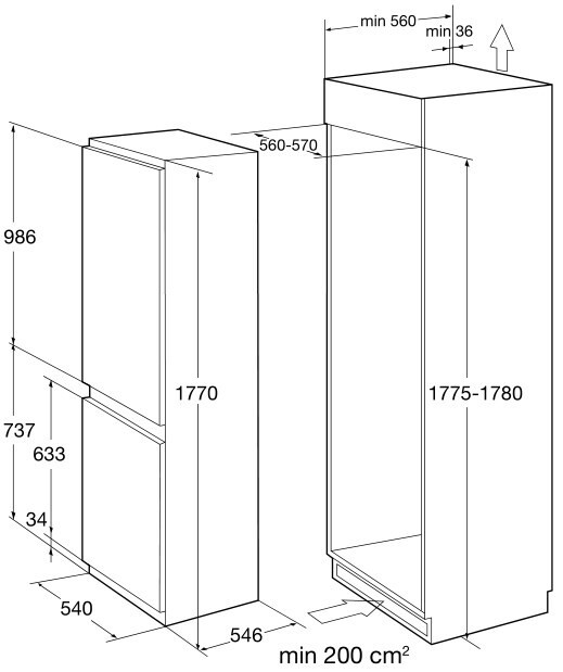 Встраиваемый холодильник Korting KSI 17875 CNF Встраиваемый холодильник Korting KSI 17875 CNF