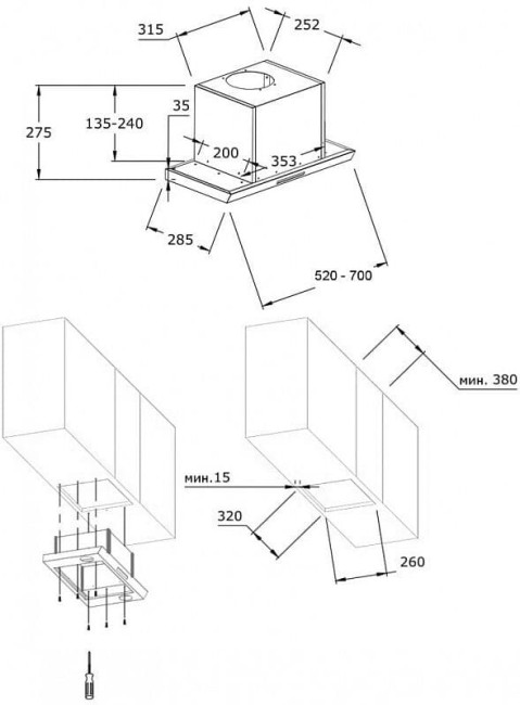 Встраиваемая вытяжка Korting KHI 9673 GN Встраиваемая вытяжка Korting KHI 9673 GN