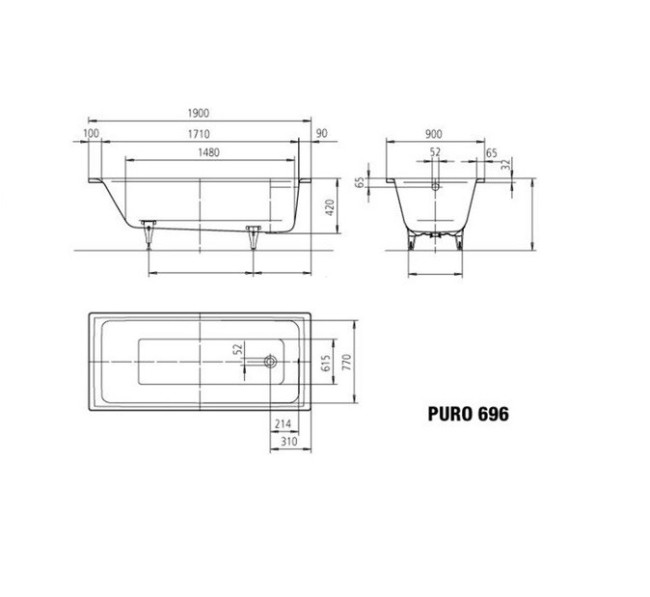 Стальная ванна Kaldewei Puro 696 Easy-clean (259600013001)