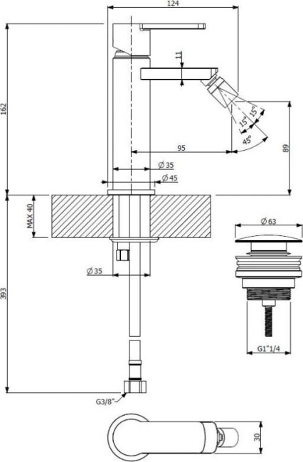 Смеситель на биде Cezares (GLAM-BSM1-01-W0) хром Смеситель на биде Cezares (GLAM-BSM1-01-W0) хром