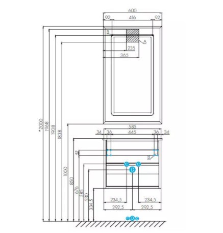 Тумба под раковину Aquaton Римини 60 (1A226601RN950) черный глянец
