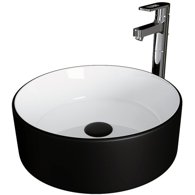 Раковина Grossman GR-4040BW (360*360*115) ЧЕРНАЯ БЕЛАЯ внутри