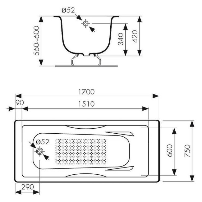 Ванна чугунная Kaiser КВ-1703