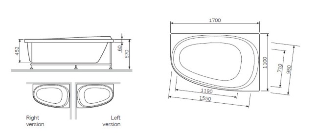 Ванна AM.PM Sensation W30A-170R110W-D