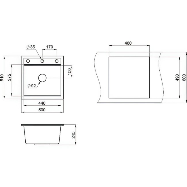 Кухонная мойка Granula KS-5501U шварц