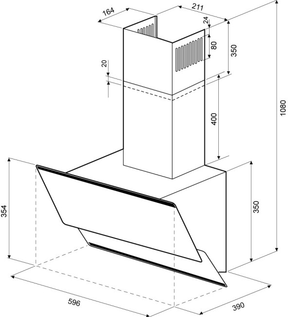 Каминная вытяжка Kronasteel Irida PB 600 white