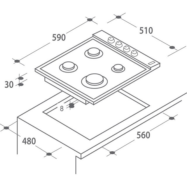 Встраиваемая газовая варочная панель Candy CLG 64 SGX
