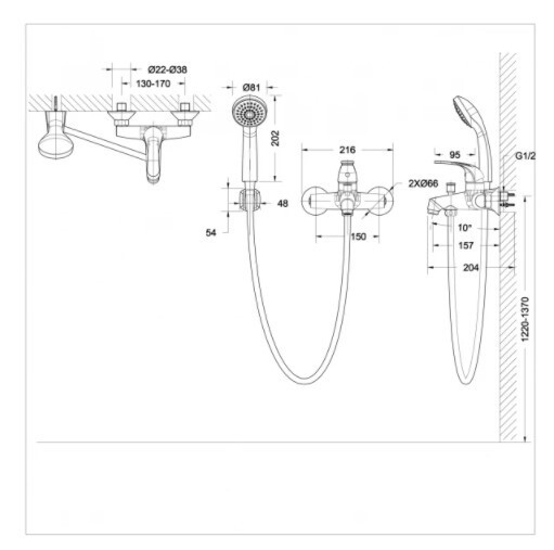 Комплект для ванной комнаты Bravat Fit F00315C