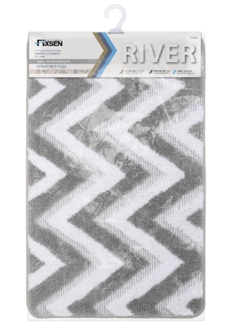 Коврик для ванной Fixsen River FX-5004K серый