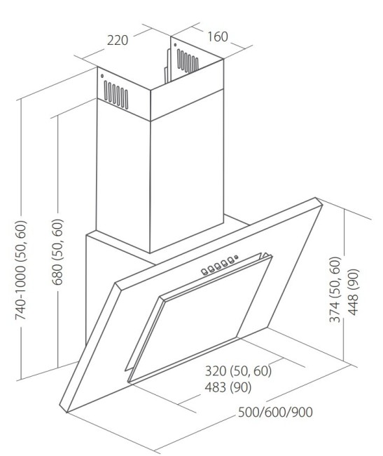 Каминная вытяжка Akpo Nero Duo Glass WK-4 60 WH Каминная вытяжка Akpo Nero Duo Glass WK-4 60 WH