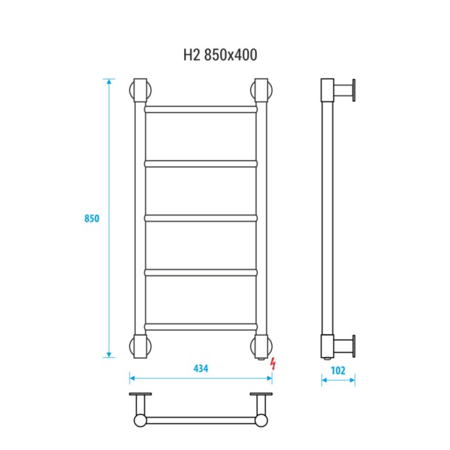 Электрический полотенцесушитель Energy H2 850x400 Электрический полотенцесушитель Energy H2 850x400