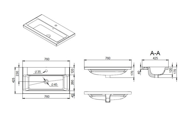 Раковина AM.PM Gem M90WCC0752WG белый глянец