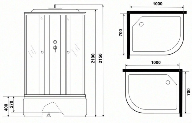 Душевая кабина Niagara Eco E100/70/40L/TN