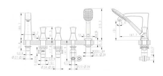 Смеситель для ванны Bravat Whirlpool F578112C Смеситель для ванны Bravat Whirlpool F578112C