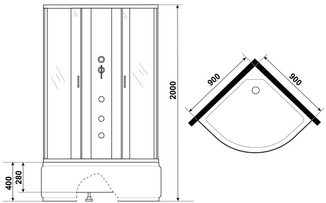 Душевая кабина Niagara NG-2308-14BKG