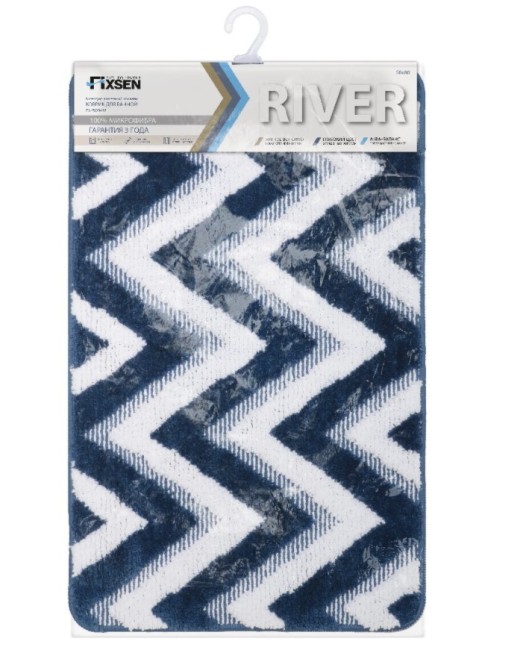 Коврик для ванной Fixsen River FX-5004M темно-синий Коврик для ванной Fixsen River FX-5004M темно-синий