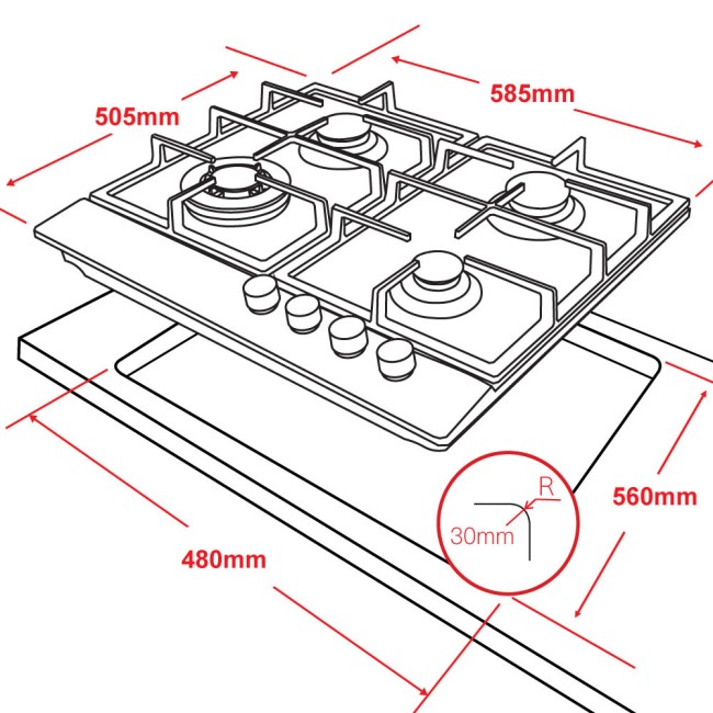 Встраиваемая газовая варочная панель Ginzzu HCG-417 нержавеющая сталь