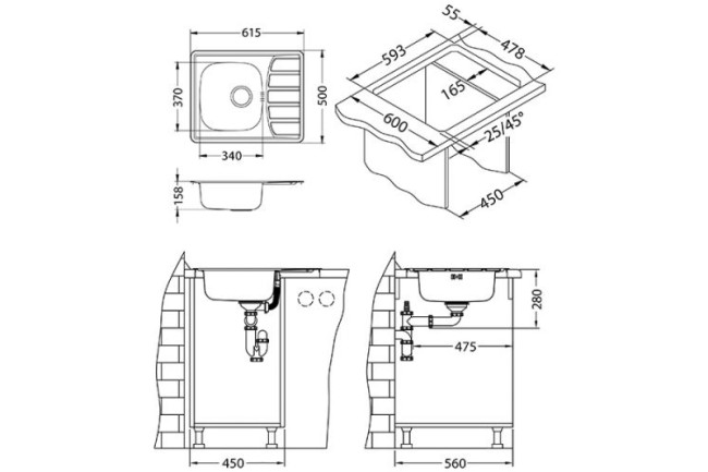 Кухонная мойка Alveus ZOOM 10 NAT-90-061X50 (1098940)