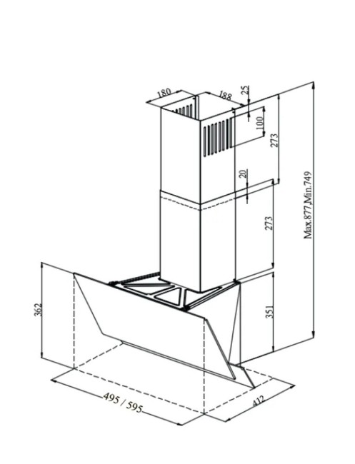 Каминная вытяжка Monsher ROUEN 50 Noir Verre