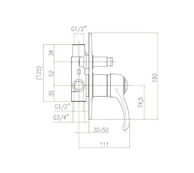 Встраиваемый смеситель для ванны Fiore JAFAR - GOLD 5134 (47GO5134)