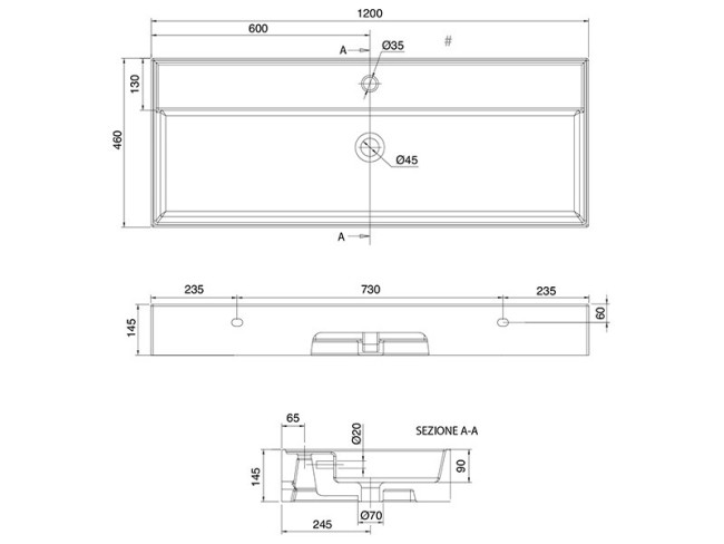 Раковина Scarabeo Teorema 2.0 (5107/R-120A)